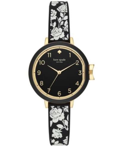 Kate Spade Park Row Silicone Strap Watch, 34mm In Black