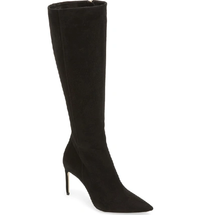 Brian Atwood Knee High Boot In Black Suede