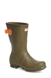 Hunter Original Short Back Adjustable Rain Boot In Black Grape