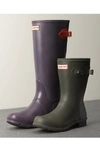 Hunter Original Tall Adjustable Back Rain Boot In Black Grape