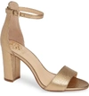 Vince Camuto Corlina Genuine Calf Hair Ankle Strap Sandal In Sunkissed Bronze Leather