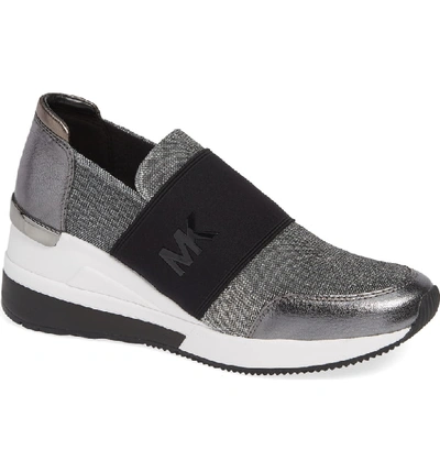 Michael Michael Kors Felix Logo Slip-on Trainer Sneakers In Silver Multi