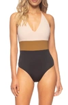 Tavik Chase One-piece Swimsuit In Seashell/ Breen Olive