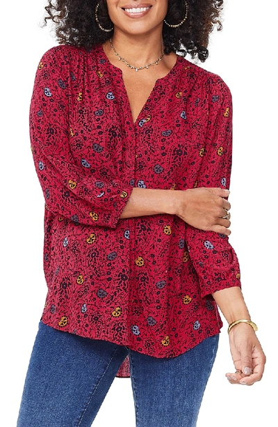 Nydj Pleat Back Blouse In Incline Paisley Gooseberry