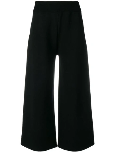 Andrea Ya'aqov Cropped Knitted Trousers In Black