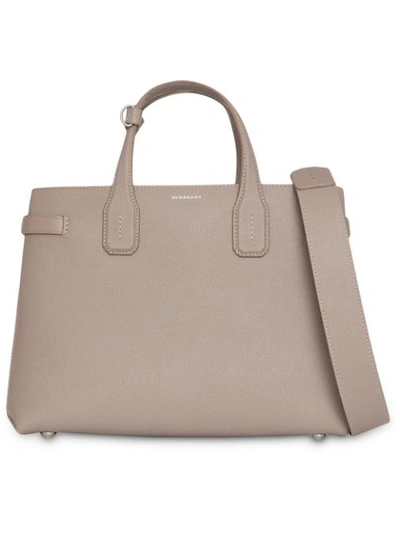 Burberry The Medium Banner In Leather And Vintage Check In Taupe Brown ModeSens
