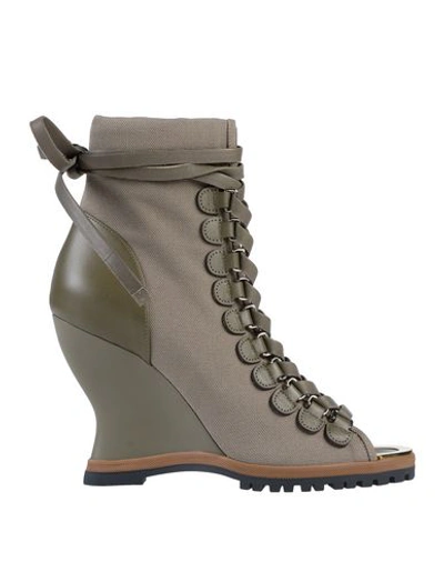 Chloé Ankle Boots In Military Green