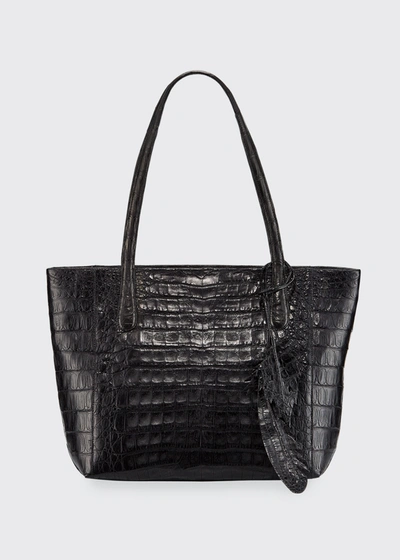 Nancy Gonzalez Erica Small Crocodile Leaf Tote Bag In Black