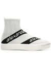 Alexander Wang 20mm Pia Logo Knit Sock Sneakers In White