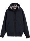 Burberry House-check Lined Hooded Sweatshirt In Blue