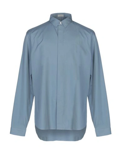 Dior Solid Color Shirt In Slate Blue