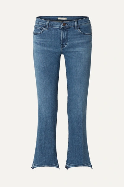 J Brand Selena Mid-rise Cropped Boot-cut Jeans With Released Hem In Mid Denim