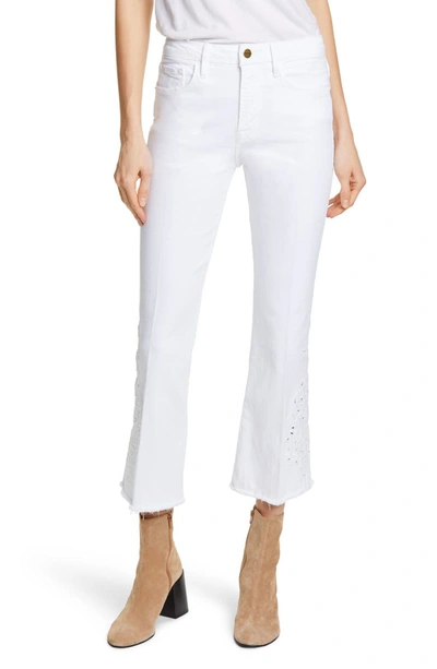 Frame Schiffly Vintage High-rise Cropped Jeans With Eyelet Hem In Blanc