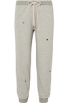 The Great The Cropped Embroidered Cotton-blend Jersey Track Pants In Light Gray