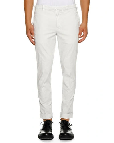 Neil Barrett Men's Straight-fit Cuffed Trousers In Off White