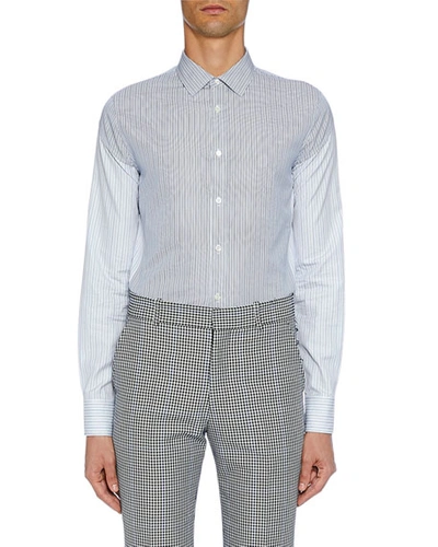 Alexander Mcqueen Men's Long-sleeve Two-tone Button-front Shirt In White