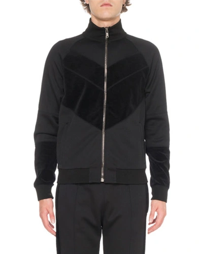 Givenchy Men's Velvet Track Jacket In Black