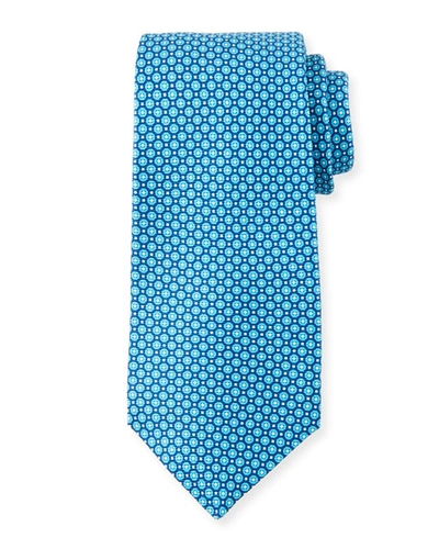 Kiton Men's Aqua Micro Circles Silk Tie In Blue