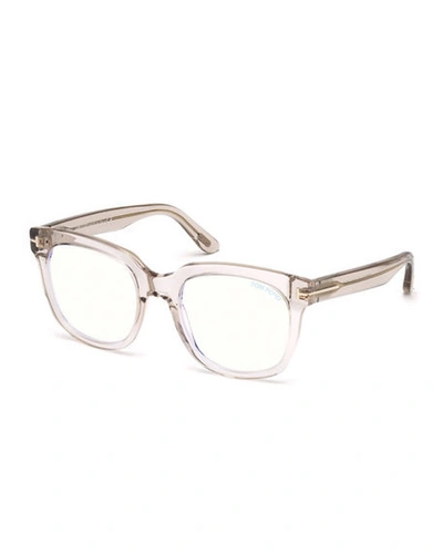 Tom Ford Women's Square Blue Light Glasses, 52mm In Shiny Pink/clear Blue Light