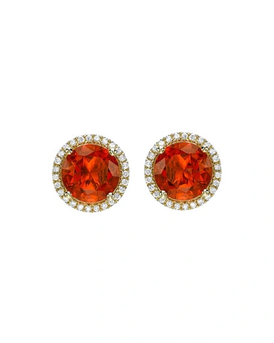Kiki Mcdonough Grace Fire Opal & Diamond Halo Stud Earrings In Red