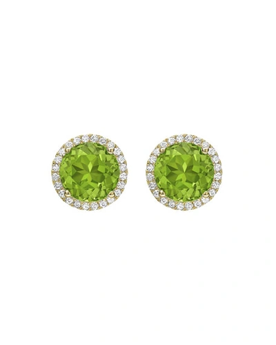Kiki Mcdonough Grace Peridot & Diamond Halo Stud Earrings In Green