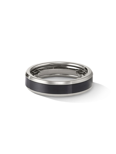 David Yurman Beveled Band Ring In Gray Titanium With Black Titanium In Gray/black