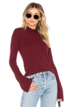 Theory Bell-sleeve Mock-neck Cashmere Sweater In Deep Mulberry