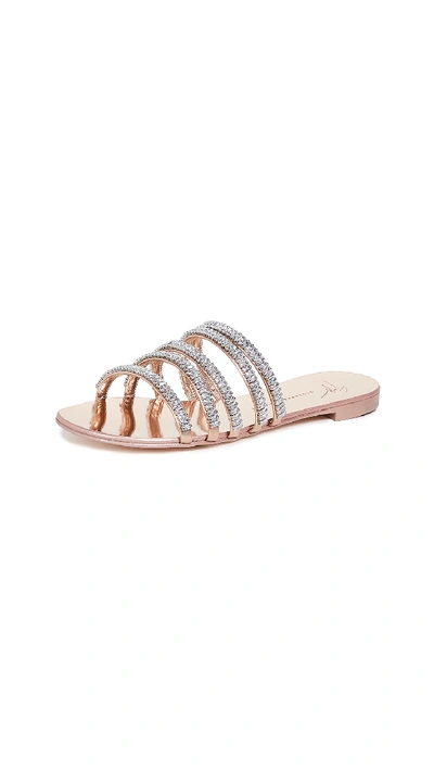 Giuseppe Zanotti Crystal Metallic Flat Sandals In Silver