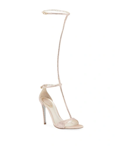 René Caovilla To-the-knee Crystal Sandals In Nude