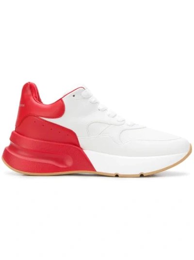 Alexander Mcqueen White And Red Runner Leather Low-top Sneakers In Optic White/red