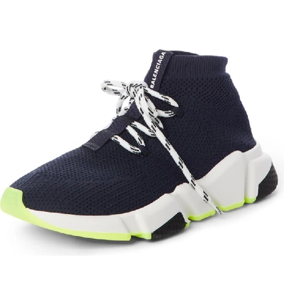 Balenciaga Mid Speed Lace-up Sneaker In Blue Marine