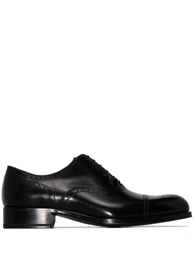 Tom Ford Black Edgar Leather Brogues