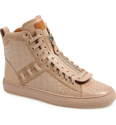 Bally Men's Hekem Croc-embossed Leather High-top Sneakers In Nude | ModeSens