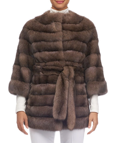 Tsoukas Barguzin Horizontal Sable Fur Stroller Coat In Brown