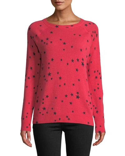 Autumn Cashmere Star-print Cashmere Crewneck Sweater In Pink Pattern