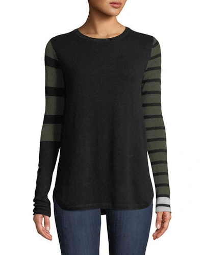 Lisa Todd Classic Pop Striped Cashmere Sweater, Plus Size In Onyx