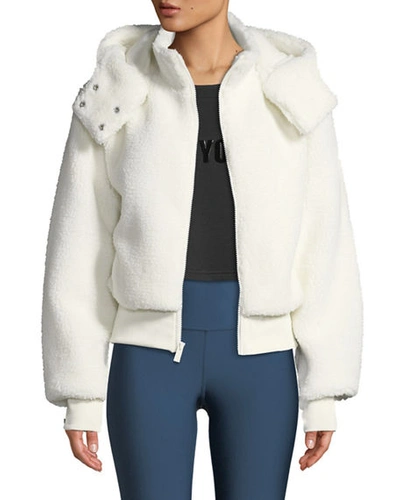 Alo Yoga Foxy Sherpa Hooded Active Jacket In White