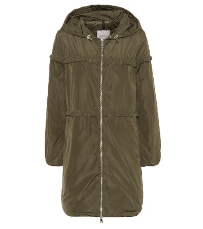 Moncler Luxembourg Hooded Ruffle-trim Jacket In Green