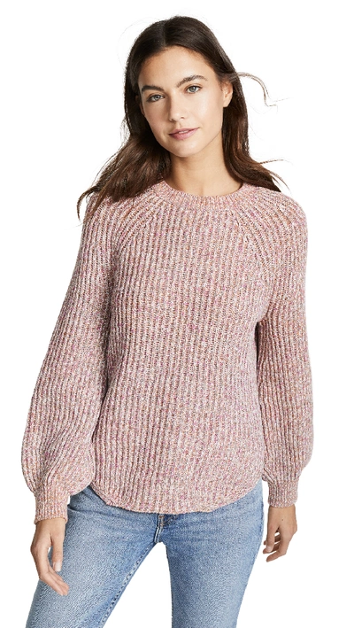 Frame Marled Raglan Crewneck Pullover Sweater In Lavender Multi