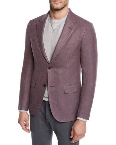 Ermenegildo Zegna Men's Button-up Silk Blazer In Purple