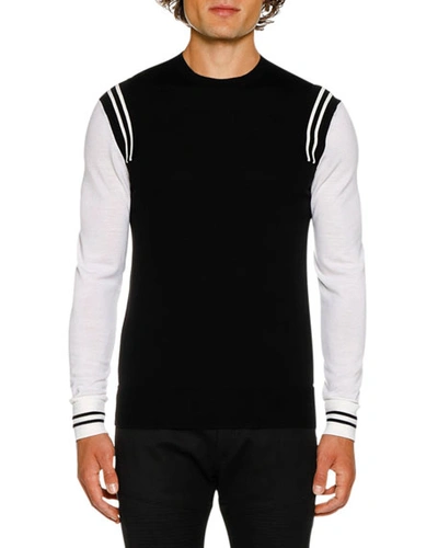 Neil Barrett Men's Wool Varsity Jumper Sweater In Black/white