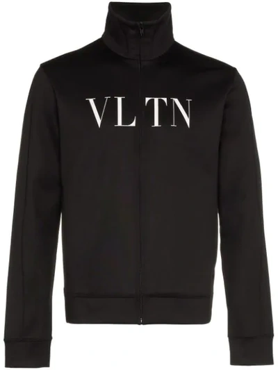 Valentino Men's Vltn Logo-typographic Zip-front Track Jacket In Black