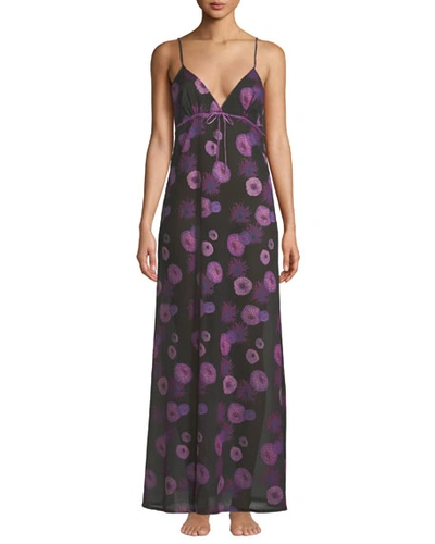 La Costa Del Algodon Dhalias Floral-print Nightgown In Purple Pattern