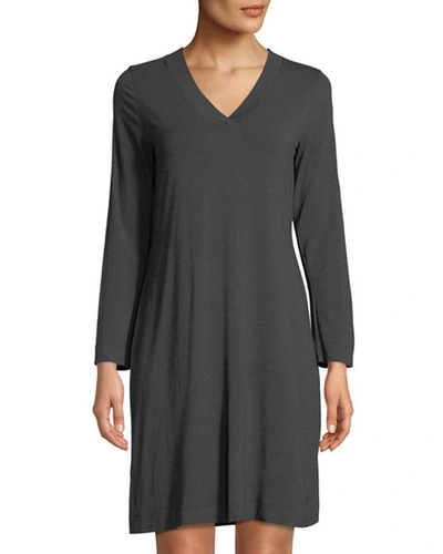 Hanro Champagne Long-sleeve Nightgown In Black