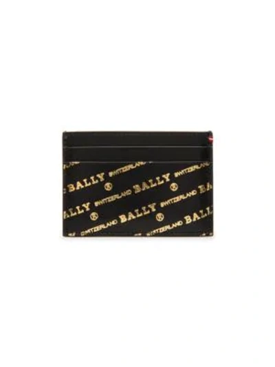 Bally Men's Bhar Logo-print Leather Card Case In Black/gold