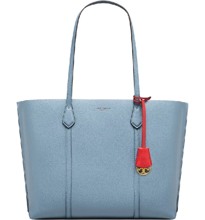 Tory Burch Perry Leather 13-inch Laptop Tote - Blue In Cloud Blue