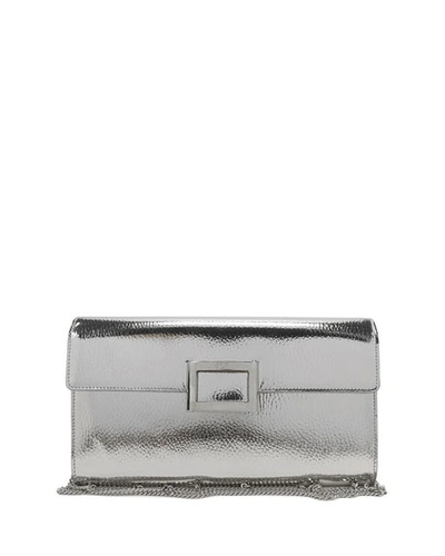 Roger Vivier Viv Mirrored Envelope Clutch Bag In Silver