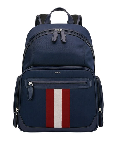 Bally Men's Chapmay Woven Striped-front Backpack In Dark Blue