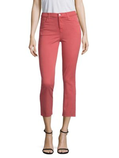 J Brand Ruby High-rise Crop Twill Skinny Jeans In Begonia