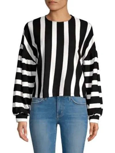 Avantlook Colorblock Striped Sweater In Black White